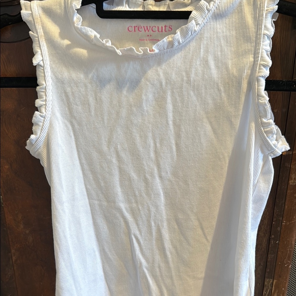 Crewcuts White Ruffled Neck Tank Top - Picture 2 of 4